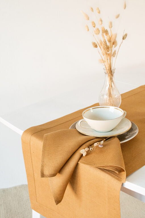 Honey color linen napkins.