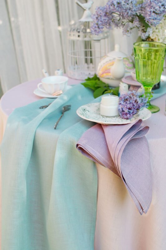 Lavender linen napkins with simple hem