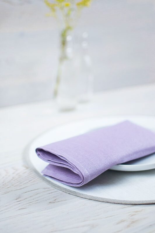 Lavender violet softened linen napkins
