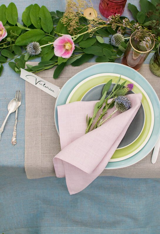 Blush pink linen napkins to decor Your festive table, looks so great with pastel colors plates, and flower decor on the table. And can be added natural linen placemats