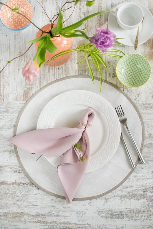 Blush pink linen napkins cloths