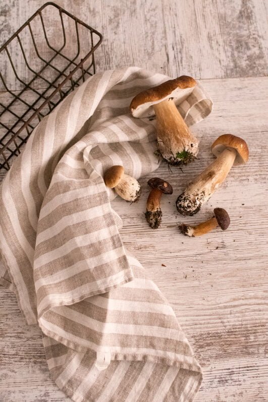 Striped linen towels natural linen with off white linen. Towels are with loops, can be used in the kitchen like dishcloth, tea towels, hand towels.