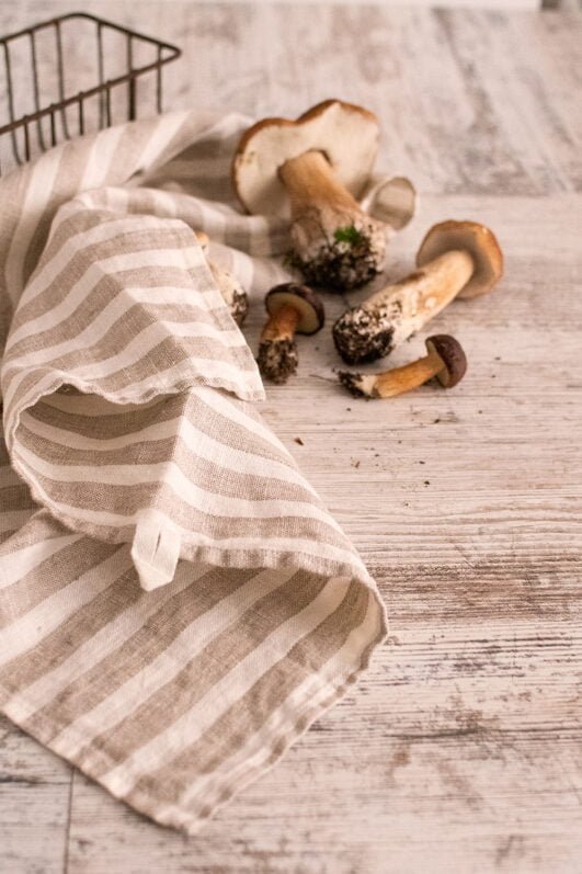 Striped linen towels natural linen with off white linen. Towels are with loops, can be used in the kitchen like dishcloth, tea towels, hand towels.