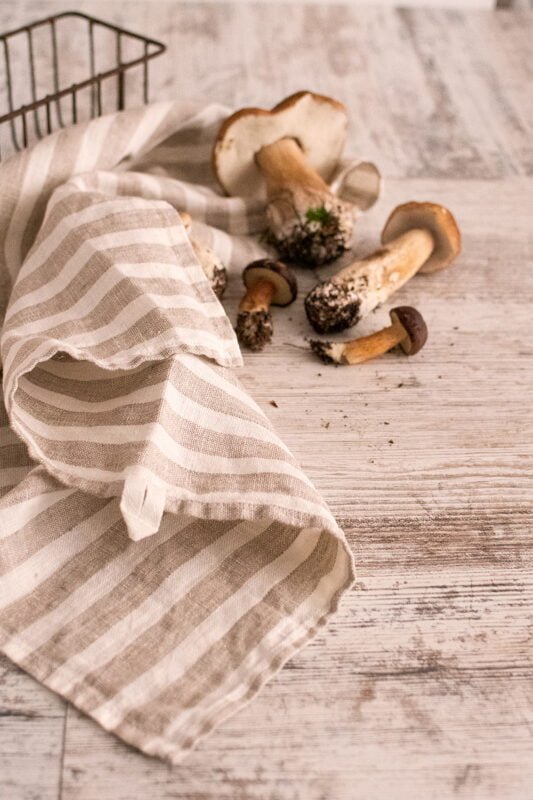 Striped linen towels natural linen with off white linen. Towels are with loops, can be used in the kitchen like dishcloth, tea towels, hand towels.
