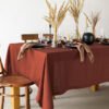Terracotta linen tablecloth made from stone washed linen. And this table cloth made with luxury finishing. Elegant boho look so great for the festive, birthdays and thanksgiving.