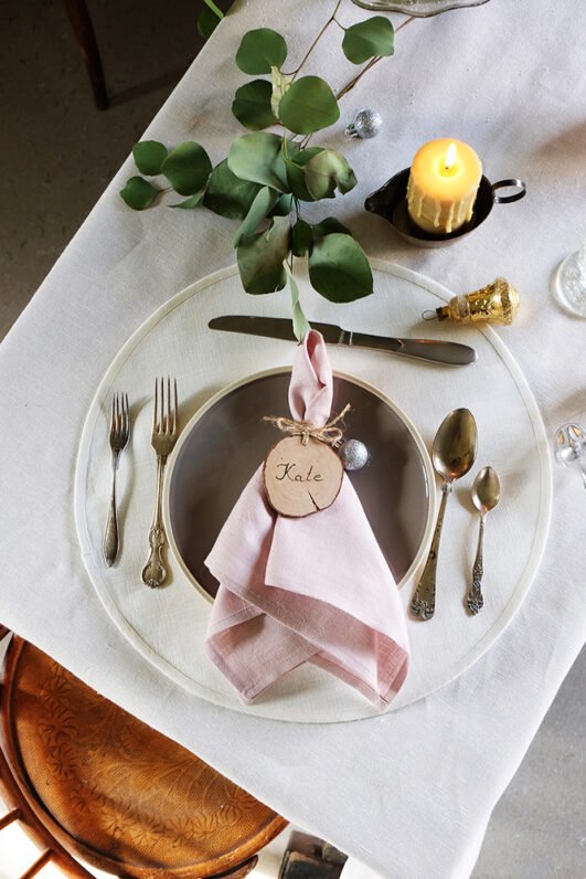 Round linen placemats made from two layer of linen and can be used from the both sides. These place mats great to protect Your table from heat.