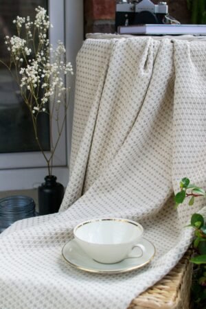 Beige soft linen cotton blanket. Great sofa comforter or bedspread , bed cover. can be used outside on summer cold evening.
