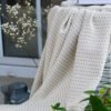 Beige soft linen cotton blanket. Great sofa comforter or bedspread , bed cover. can be used outside on summer cold evening.