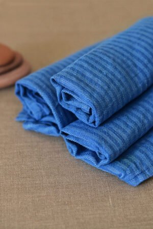 Blue linen striped bath towels, hand towels, body towels. Great gift for him.