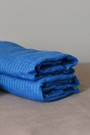 Blue linen striped bath towels, hand towels, body towels. Great gift for him.