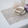 natural linen damask placemats with mitered corners. Made from a linen cotton blend. Natural linen with off-white pattern. Best for the special event.