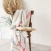 Off white linen blanket with stripes of colors soft and cozy for the couch covering or just use as sofa throw blanket. Blanket two edges are with fringes.